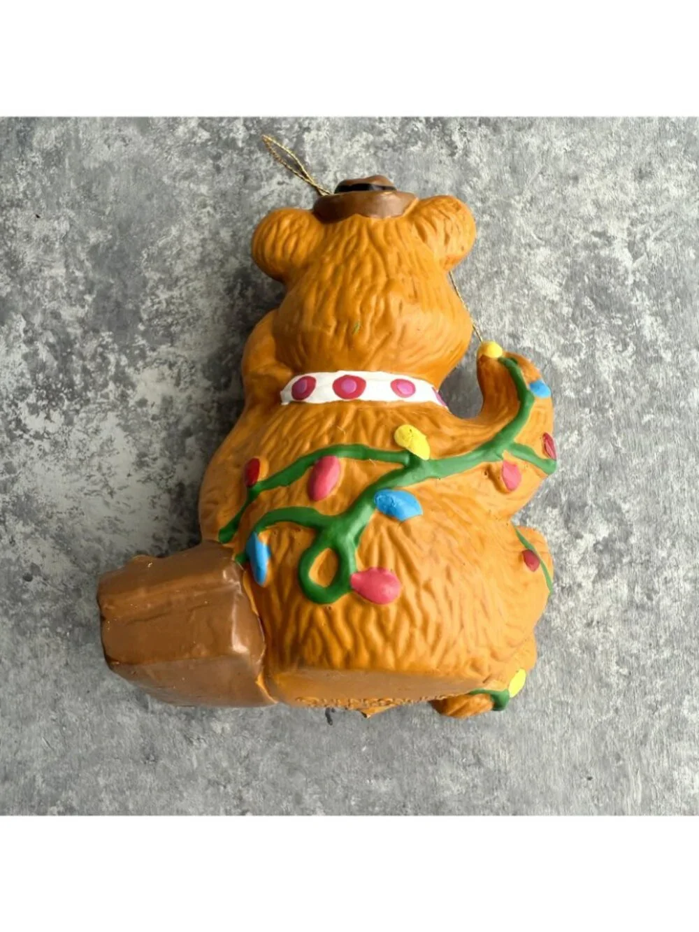 Vintage Henson Muppet Kurt Adler Ornament “Fozzie Bear Tangled In Lights”
